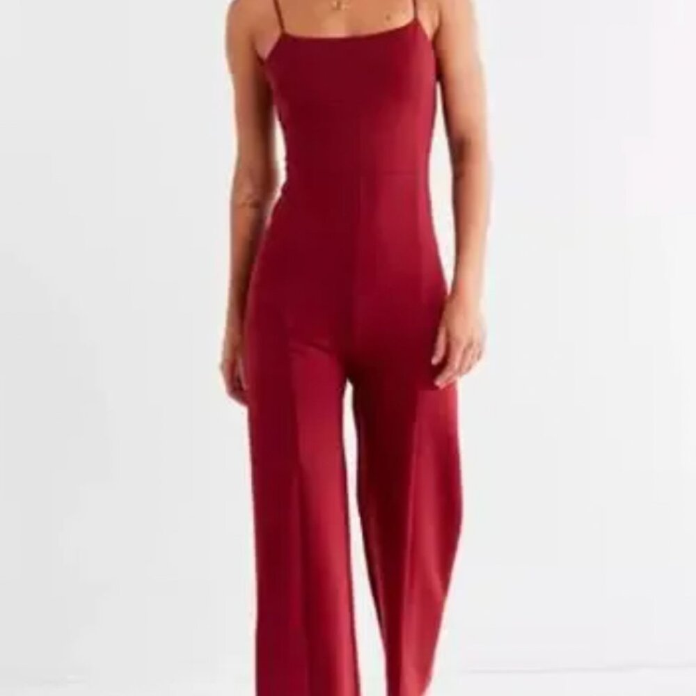 Urban Outfitters Jumpsuit Audrey Ponte One Piece Burgundy Wine Red Small
